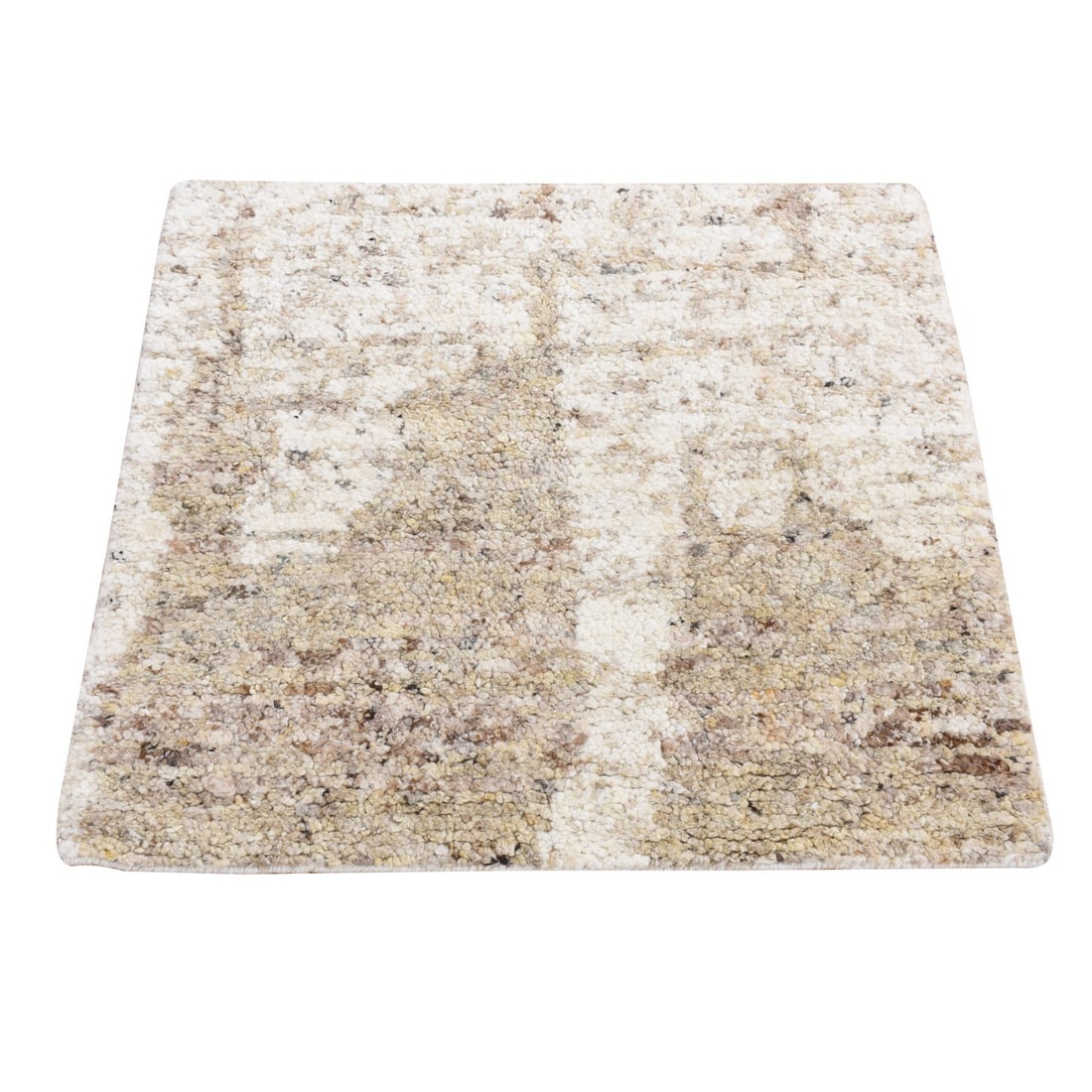 3'x3' Brown Organic Wool Minimalist Design Hand Knotted Sample Rug: 3'x3' Brown Organic Wool Minimalist Design Hand Knotted Sample Rug Brown Organic Wool Minimalist Design Hand Knotted Sample Rug is a 3'0" x 3'0" rectangular field rug made from hand-knotted wool, feat