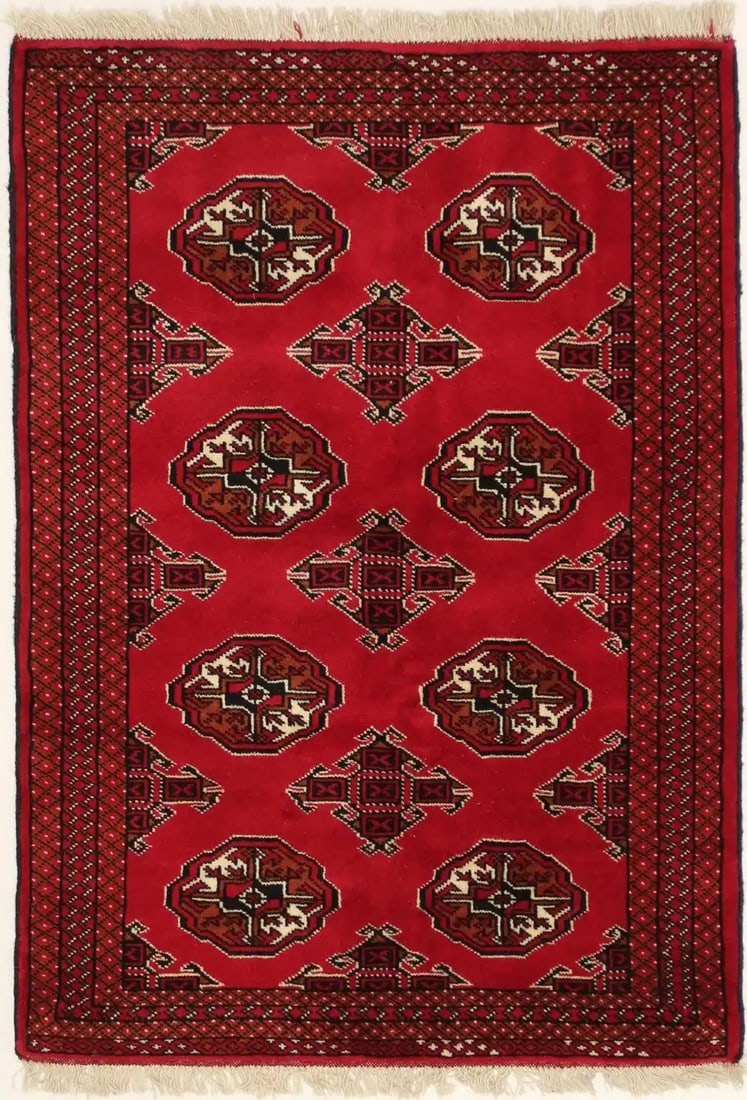 3X5 Handmade Red Oriental Area Rug Small Size Tribal Design Home Decor Carpet Hand-Knotted: 3X5 Handmade Red Oriental Area Rug Small Size Tribal Design Home Decor Carpet Hand-Knotted Hand-knotted in wool, this 3'3 x 4'9 Scarlet Red Oriental Area Rug boasts a striking tribal design, featuring