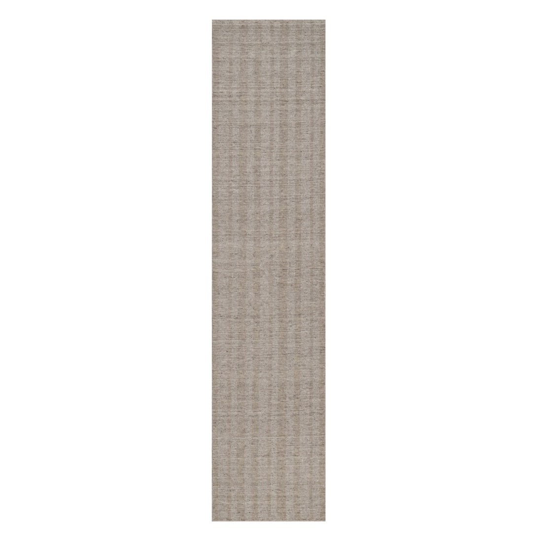 2'7"x12' Brown Pure Wool Vertical Stripes Design Hand Loomed Runner Rug (1 of 8)