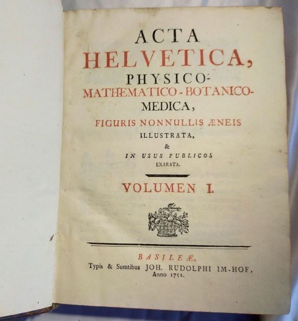 1751/ 1755 Acta Helvetica Vol.1-2 Basel Scientific Journal Bernoulli Engravings (1 of 10)