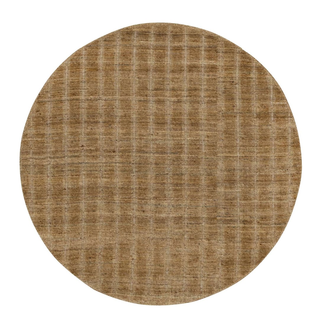 Vertical Stripes Design Brown Natural Wool Round Rug Hand Loomed: Vertical Stripes Design Brown Natural Wool Round Rug Hand Loomed The Brown Natural Wool Round Rug is a stunning hand loomed piece, boasting a modern vertical stripes design in a rich brown hue. Made f