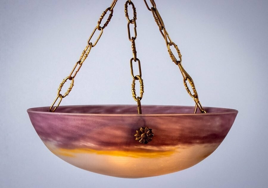 Signed Gilt Bronze Art Glass Chandelier Excellent French Art Deco Gv Croismare: Signed Gilt Bronze Art Glass Chandelier Excellent French Art Deco Gv Croismare Item Specifics: Type: Chandelier Size: Large Color: Multi-Color Style: Art Deco Original/Reproduction: Vintage Original M