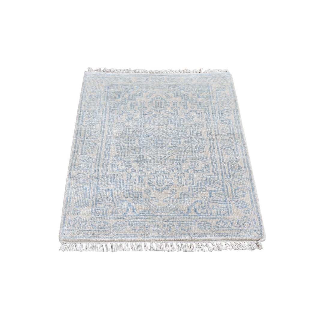 2'1"x3'1" Wash Out Wool and Silk Farsian Heris Design Hand Knotted Rug: 2'1"x3'1" Wash Out Wool and Silk Farsian Heris Design Hand Knotted Rug The 2'1"x3'1" Wash Out Wool and Silk Farsian Heris Design Hand Knotted Rug boasts a stunning Oriental design, perfectly captured 