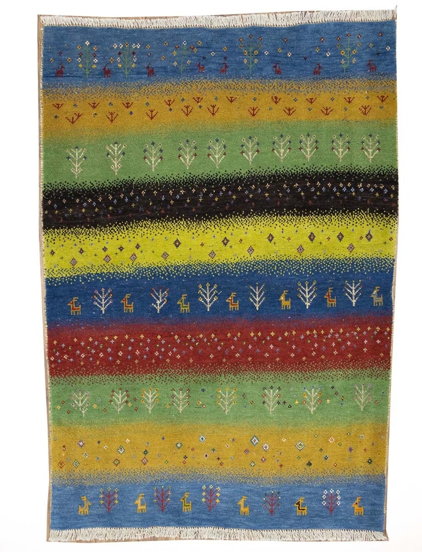 Vintage Handmade Multicolored Striped Oriental Wool Rug Entryway Carpet 4X6 Ft Hand-Knotted: Vintage Handmade Multicolored Striped Oriental Wool Rug Entryway Carpet 4X6 Ft Hand-Knotted Vintage Handmade Multicolored Striped Oriental Wool Rug 4X6 Ft Hand-Knotted - A unique and eye-catching entr