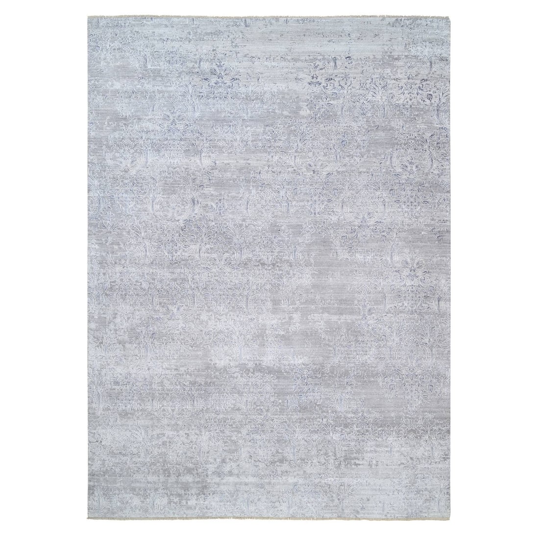 10'x13'10" Ivory Hand Knotted Damask Design Wool and Plant Based Silk Rug (1 of 12)