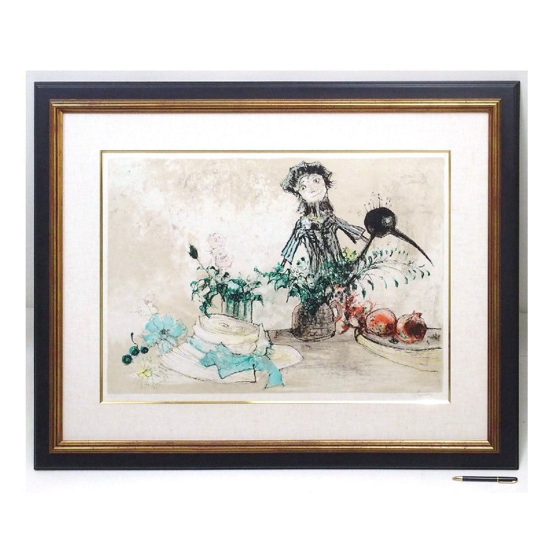 Hand Signed Marionnette on Washi Paper Framed by Jean Jansem (1 of 6)
