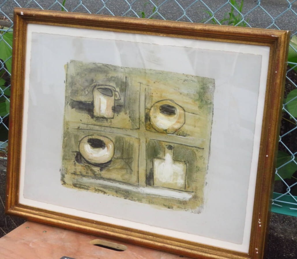 Gil Granero Pottery Abstract Still Life Lithograph Spanish Modern Art Framed (1 of 10)