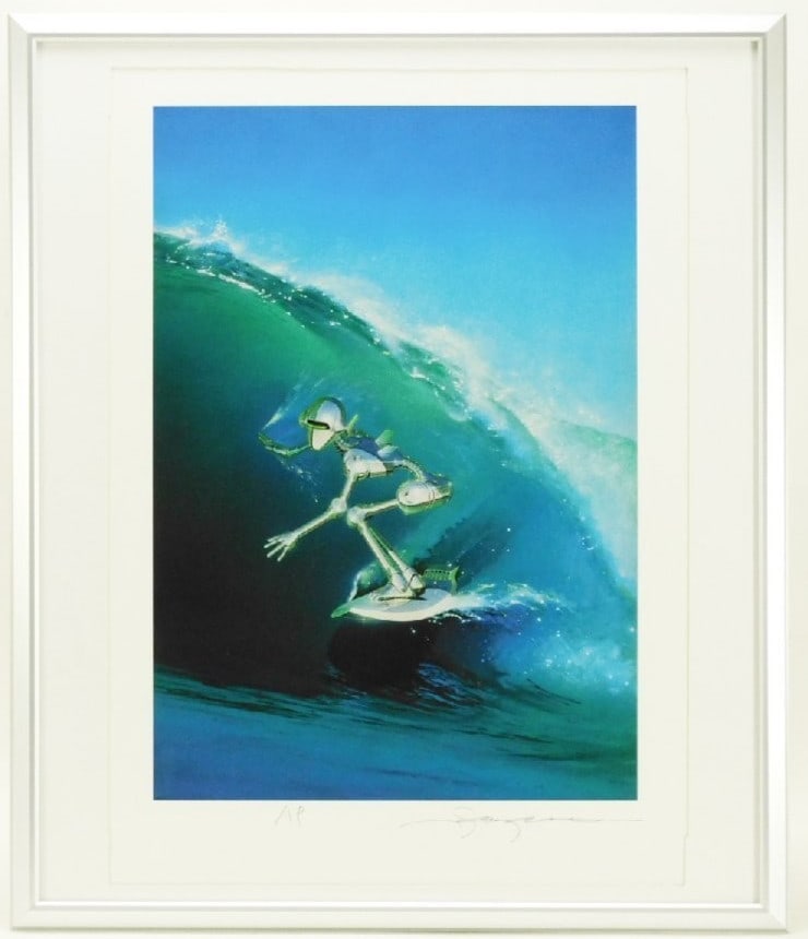 Hajime Sorayama Untitled Robot Surfer Signed Giclee Print AP ED25 Framed: Hajime Sorayama Untitled Robot Surfer Signed Giclee Print AP ED25 Framed Item Specifics: Unit Of Sale: Single Piece Artist: Hajime Sorayama Signed By: Hajime Sorayama Image Orientation: Portrait Size: