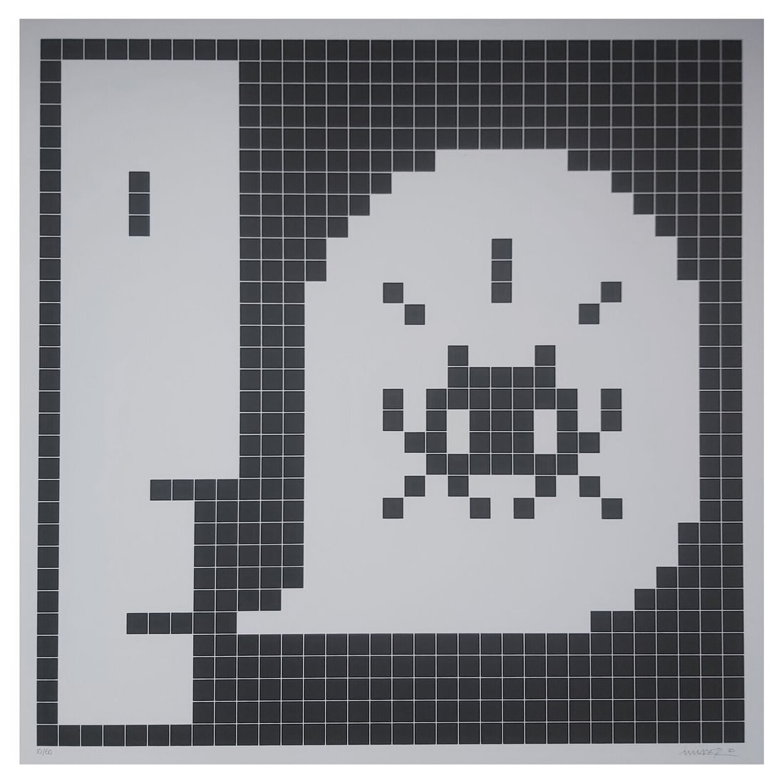 Invader Alert 2020 Black Original Screenprint Paper Signed Framed (1 of 6)