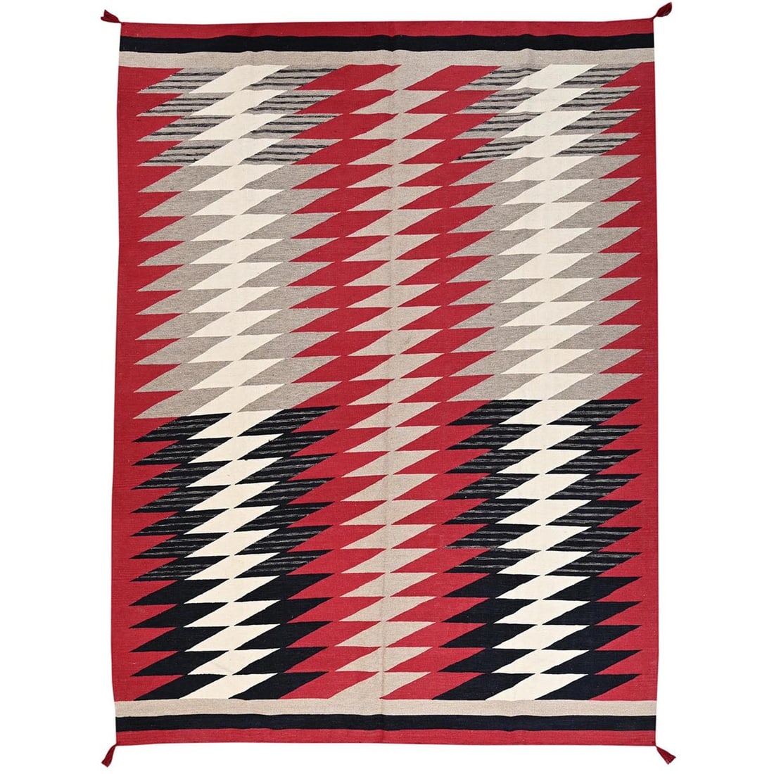 9'x11'10" Crimson Red Southwest Geometric Design Flat Weave Hand Woven Wool (1 of 7)