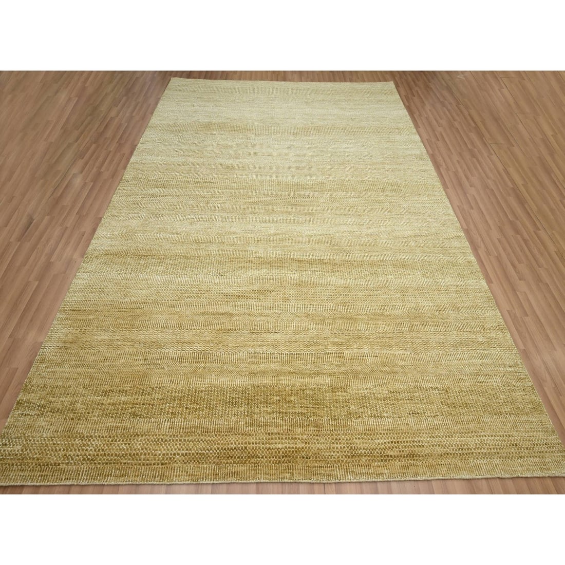 9'x12'1" Brown Wool & Silk Hand Knotted Modern Grass Design Oriental Rug: 9'x12'1" Brown Wool & Silk Hand Knotted Modern Grass Design Oriental Rug 9'0" x 12'1" Brown Wool & Silk Hand Knotted Modern Grass Design Oriental Rug, showcasing a unique blend of wool and silk in its