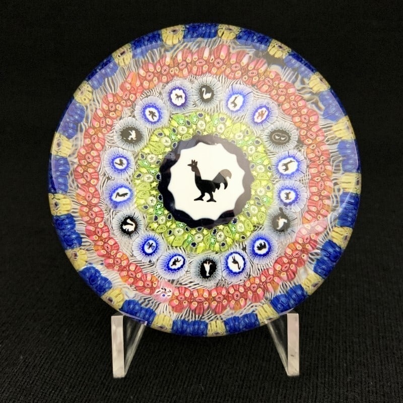 Antique Baccarat Crystal Paperweight 1971 Millefiori Blue Glass Big Size Bird (1 of 6)