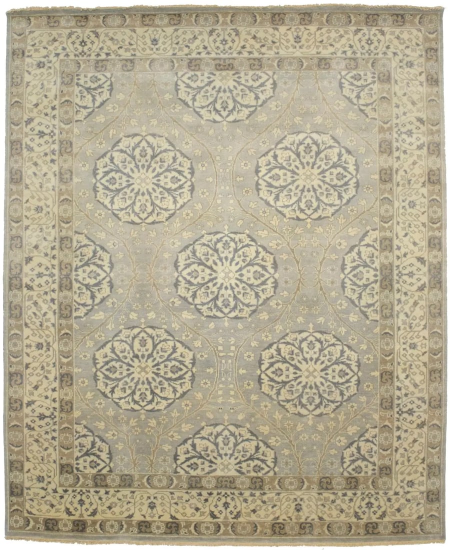 8X10 Handmade Oushak Oriental Rug Muted Floral Carpet Living & Dining Room Hand-Knotted: 8X10 Handmade Oushak Oriental Rug Muted Floral Carpet Living & Dining Room Hand-Knotted Hand-knotted in wool, this 8'1" x 9'10" Muted Floral Oushak Oriental Rug boasts a traditional design with a mode