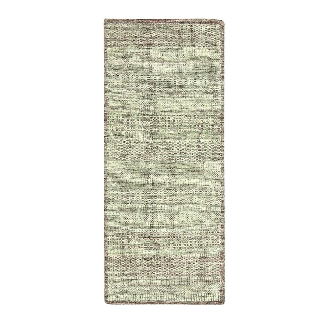 2'7"x6' Wine Red Wool Oxidized Grass Design Hand Knotted Runner Rug: 2'7"x6' Wine Red Wool Oxidized Grass Design Hand Knotted Runner Rug Modern and elegant, this 2'7"x6' wine red wool oxidized grass design hand knotted runner rug boasts a striking solid field color and