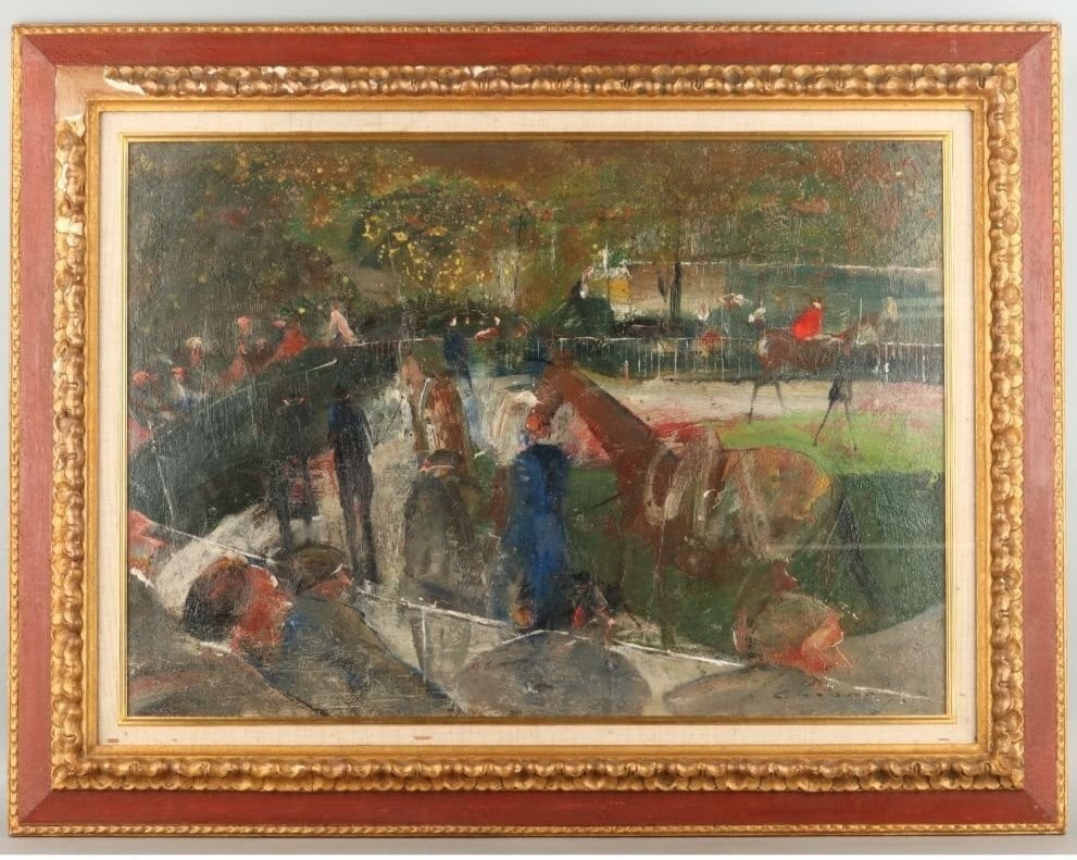 Jean-Claude Chesnay Courses Le Pesage Oil Painting Signed Framed Galerie seal (1 of 13)