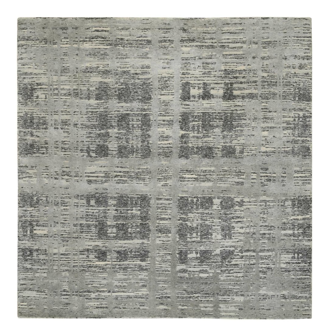 8'2"x8'2" Gray Hand Knotted Modern Hand Spun Undyed Wool Square Rug (1 of 11)