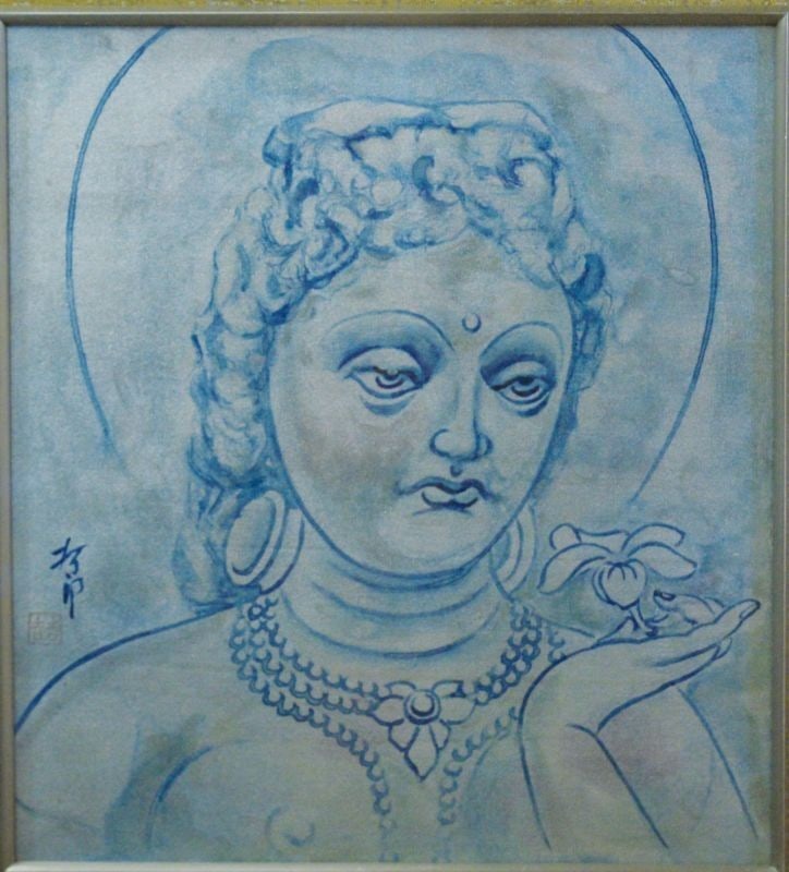 Japanese Buddhist Art Framed Sketch Bodhisattva Sugimoto Tetsuro Nihonga (1 of 3)