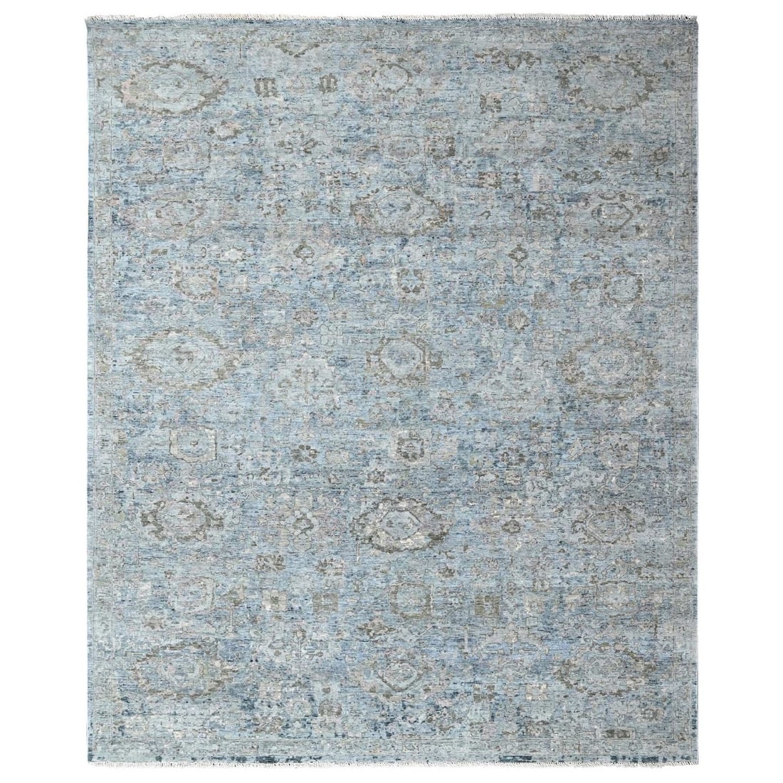 Broken Zoroastrian Hand Knotted Wool 9'x11'10" Oriental Gray: Broken Zoroastrian Hand Knotted Wool 9'x11'10" Oriental Gray This stunning Zoroastrian hand-knotted wool rug boasts an all-over oriental gray field with subtle undertones of brown, ivory, and beige, c