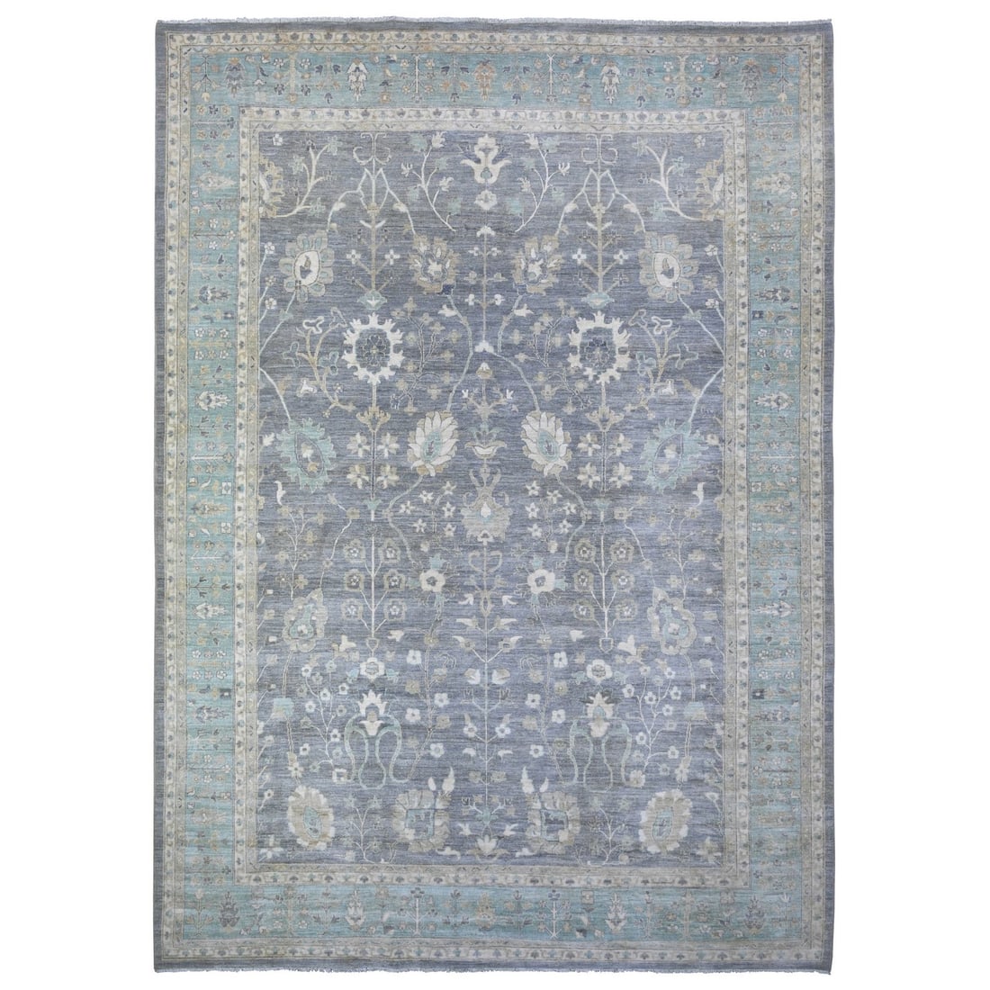 10'2"x14' Sabre Gray Peshawar Mahal Design Hand Knotted Wool Oriental Rug (1 of 12)