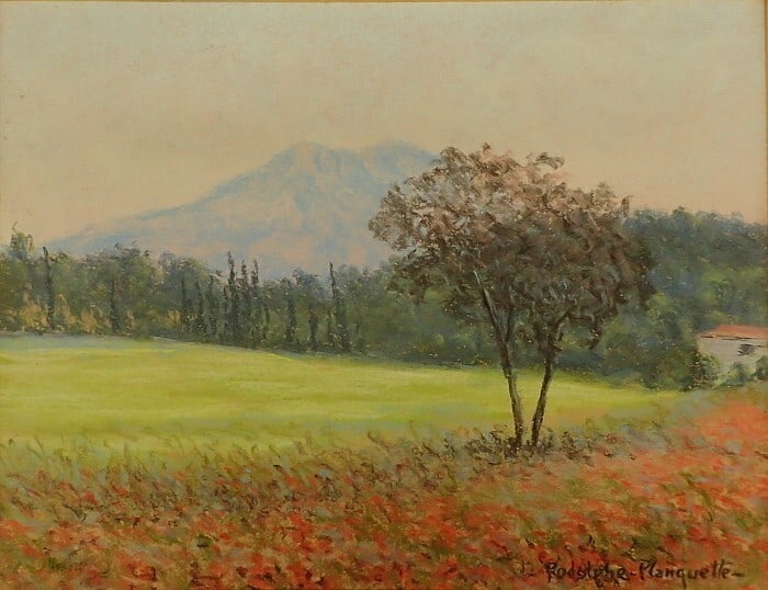 Signed Rodolphe Planquette Pastel on Paper Painting Framed Mountain Landscape (1 of 10)