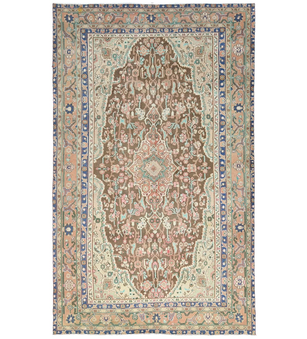 Handmade Semi-Antique Oriental Rug Muted Colors Distressed Decor Carpet 6X10 Ft Hand-Knotted: Handmade Semi-Antique Oriental Rug Muted Colors Distressed Decor Carpet 6X10 Ft Hand-Knotted Hand-knotted with traditional techniques, this 6x10 ft semi-antique Oriental rug boasts a stunning floral p