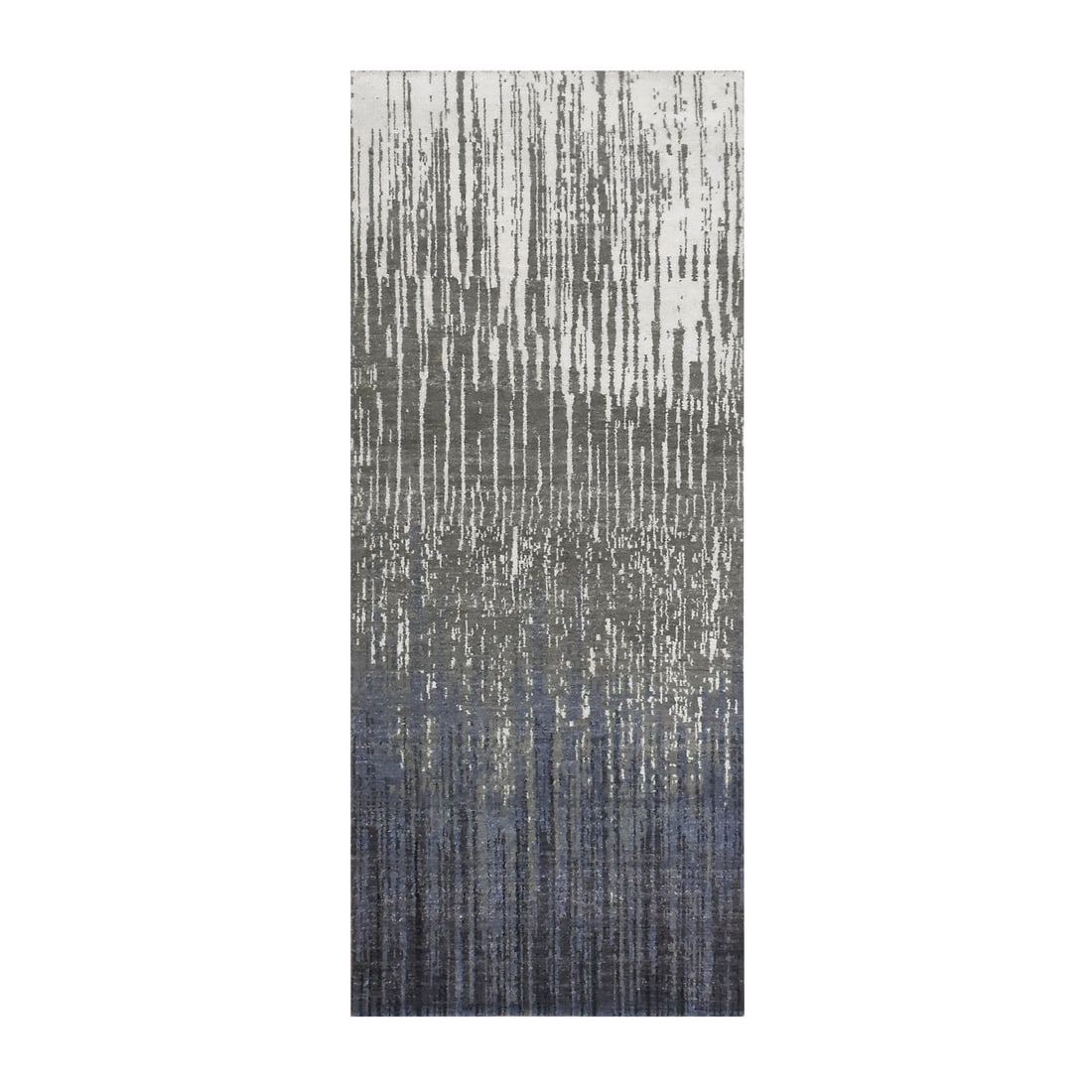 Gainsboro Gray Modern Hand Knotted Wool Gainsboro 2 6 Ombre Design 6 3 Rug Runner: Gainsboro Gray Modern Hand Knotted Wool Gainsboro 2 6 Ombre Design 6 3 Rug Runner Modern hand-knotted wool rug with a striking 6'3" length and 2'6" width, featuring a beautiful grey ombre design. This