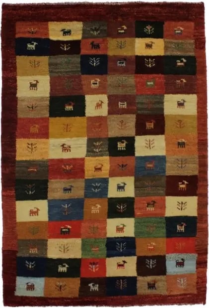 Handmade Oriental Rug Multicolored Tribal Checker Style Home Decor Carpet 3X5 Ft Hand-Knotted: Handmade Oriental Rug Multicolored Tribal Checker Style Home Decor Carpet 3X5 Ft Hand-Knotted Hand-knotted in wool, this vibrant 3x5 ft Oriental rug boasts a striking multicolored tribal checker style