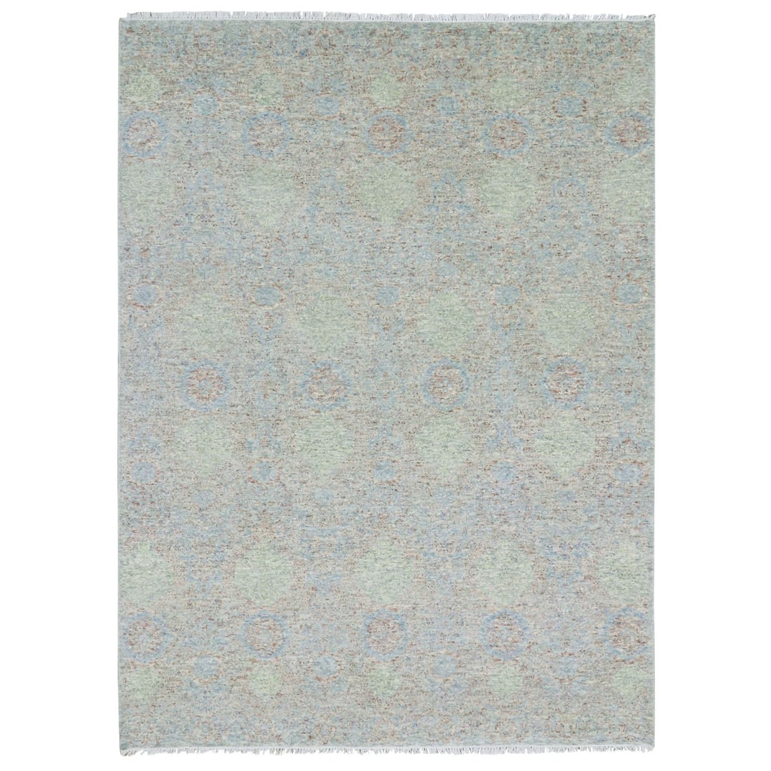 9'x12' Hand Knotted, Obscured and Subtle, Natural Dyes, Wool Oriental Rug: 9'x12' Hand Knotted, Obscured and Subtle, Natural Dyes, Wool Oriental Rug Natural beauty abounds in this 9'x12' hand knotted wool oriental rug, boasting a subtle, obscured design in soothing green hue