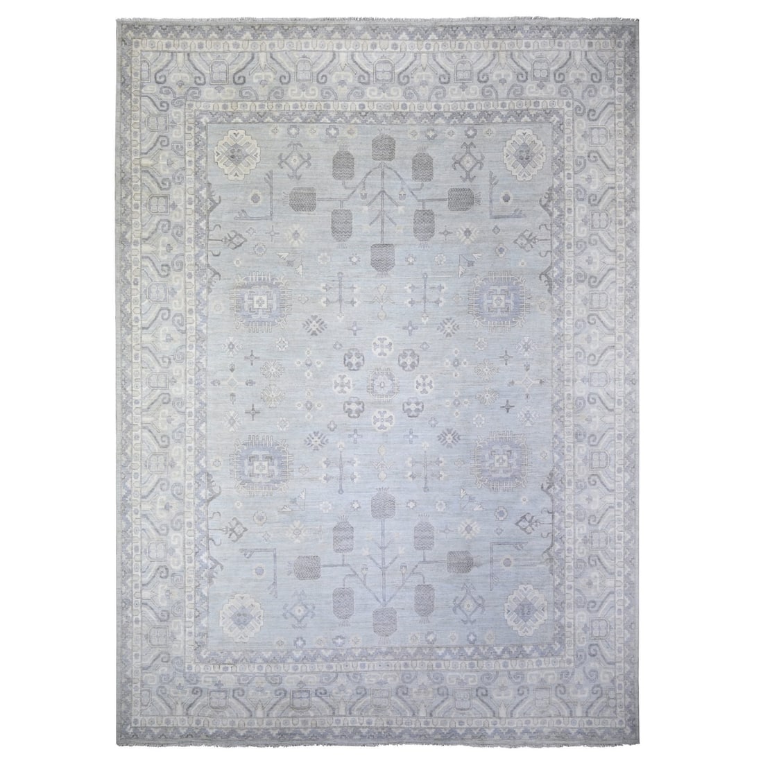 11'10"x16'3" Gray Wool Hand Knotted White Wash Peshawar Oversized Rug: 11'10"x16'3" Gray Wool Hand Knotted White Wash Peshawar Oversized Rug The 11'10"x16'3" Gray Wool Hand Knotted White Wash Peshawar Oversized Rug is a stunning example of traditional Afghan craftsmanshi
