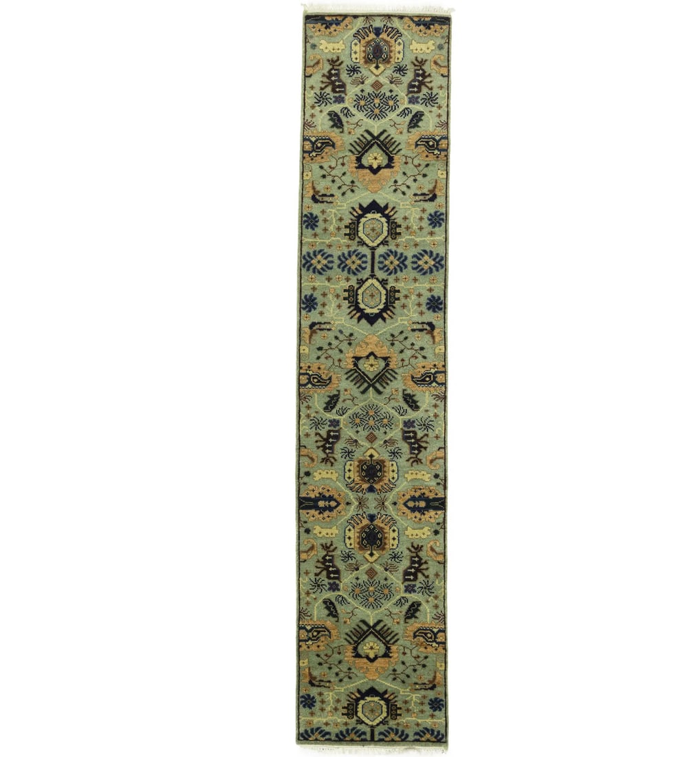 2'6 X 12'1 Ft Geometric Tribal Runner Rug Light Gray Design Hallway Carpet Hand-Knotted: 2'6 X 12'1 Ft Geometric Tribal Runner Rug Light Gray Design Hallway Carpet Hand-Knotted Hand-Knotted Geometric Tribal Runner Rug in Light Gray Design. This 2'6 x 12'1 ft rug features a stunning geomet
