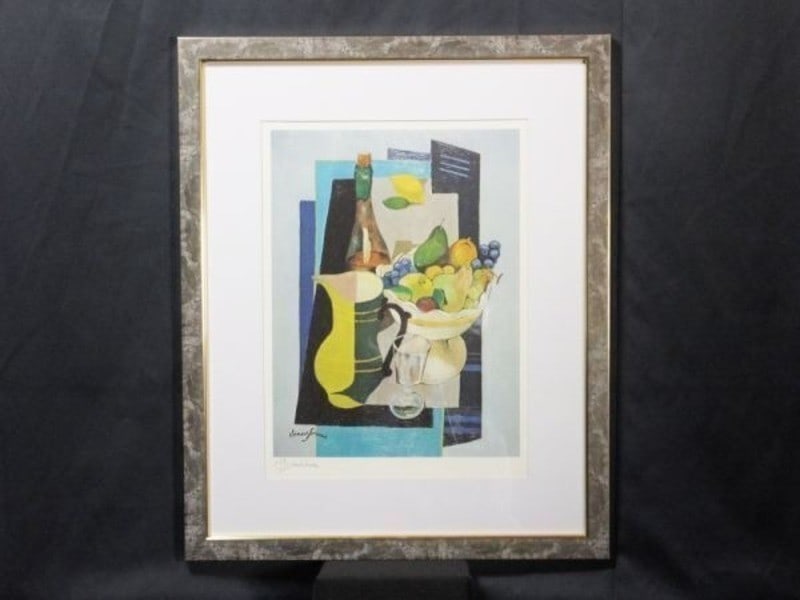 Clement Serveau Signed Lithograph Still Life with Fruit Wine 1959 (1 of 1)