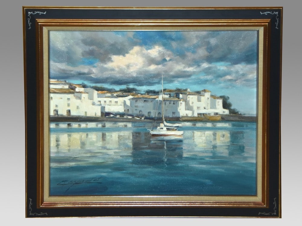 Josep Teixido Cadaques Original Oil Painting Mediterranean Harbor Spain Signed: Josep Teixido Cadaques Original Oil Painting Mediterranean Harbor Spain Signed Item Specifics: Artist: Josep Teixido Unit Of Sale: Single Piece Signed By: Josep Teixido Signed: Yes Size: Large Materia