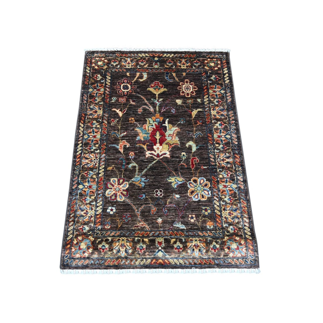 Brown Hand Knotted Soft Wool Afghan Rug Sultani 2'9"x3'10 (1 of 6)