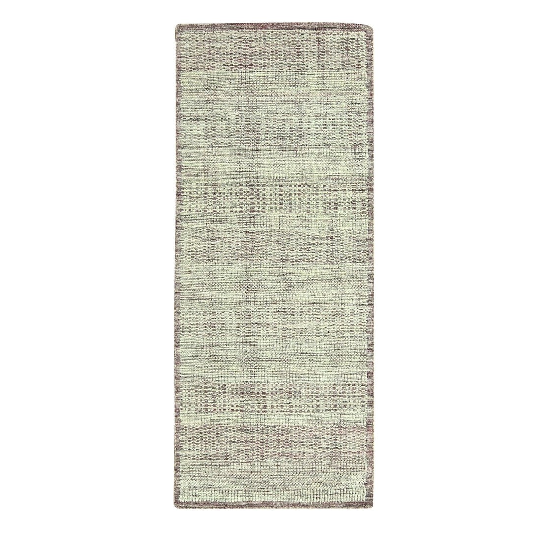 2'7"x6' Wine Red Wool Oxidized Grass Design Hand Knotted Runner Rug: 2'7"x6' Wine Red Wool Oxidized Grass Design Hand Knotted Runner Rug Woolen threads woven with care, this 2'7"x6' hand-knotted runner rug boasts a striking wine red oxidized grass design that adds a po