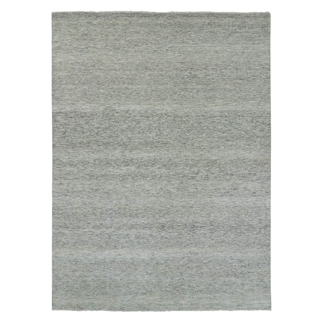 9'x12'4" Laid Back Gray Grass Undyed Wool Hand Knotted Oriental Rug: 9'x12'4" Laid Back Gray Grass Undyed Wool Hand Knotted Oriental Rug The 9'x12'4" Laid Back Gray Grass Undyed Wool Hand Knotted Oriental Rug boasts a stunning rectangular field with a subtle grey color