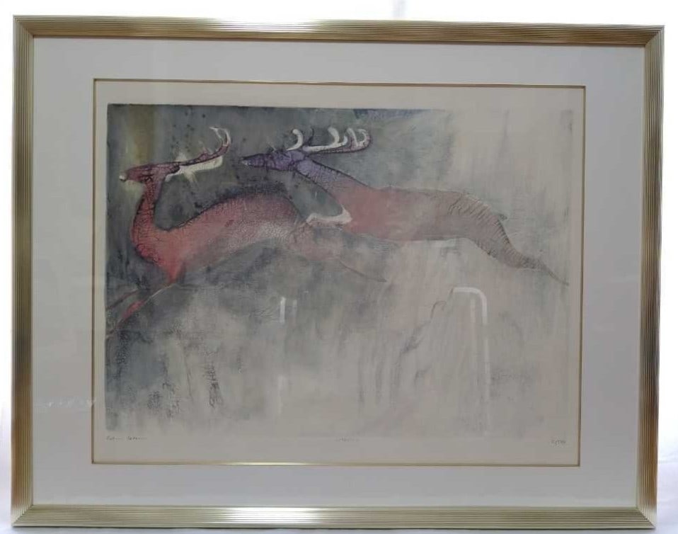 Edwin Salomon "Two Deer" Large Signed Silk Screen Print Romanian-Israeli Artist: Edwin Salomon "Two Deer" Large Signed Silk Screen Print Romanian-Israeli Artist Item Specifics: Artist: Edwin Salomon Signed By: Edwin Salomon Image Orientation: Landscape Signed: Yes Size: Large Mate