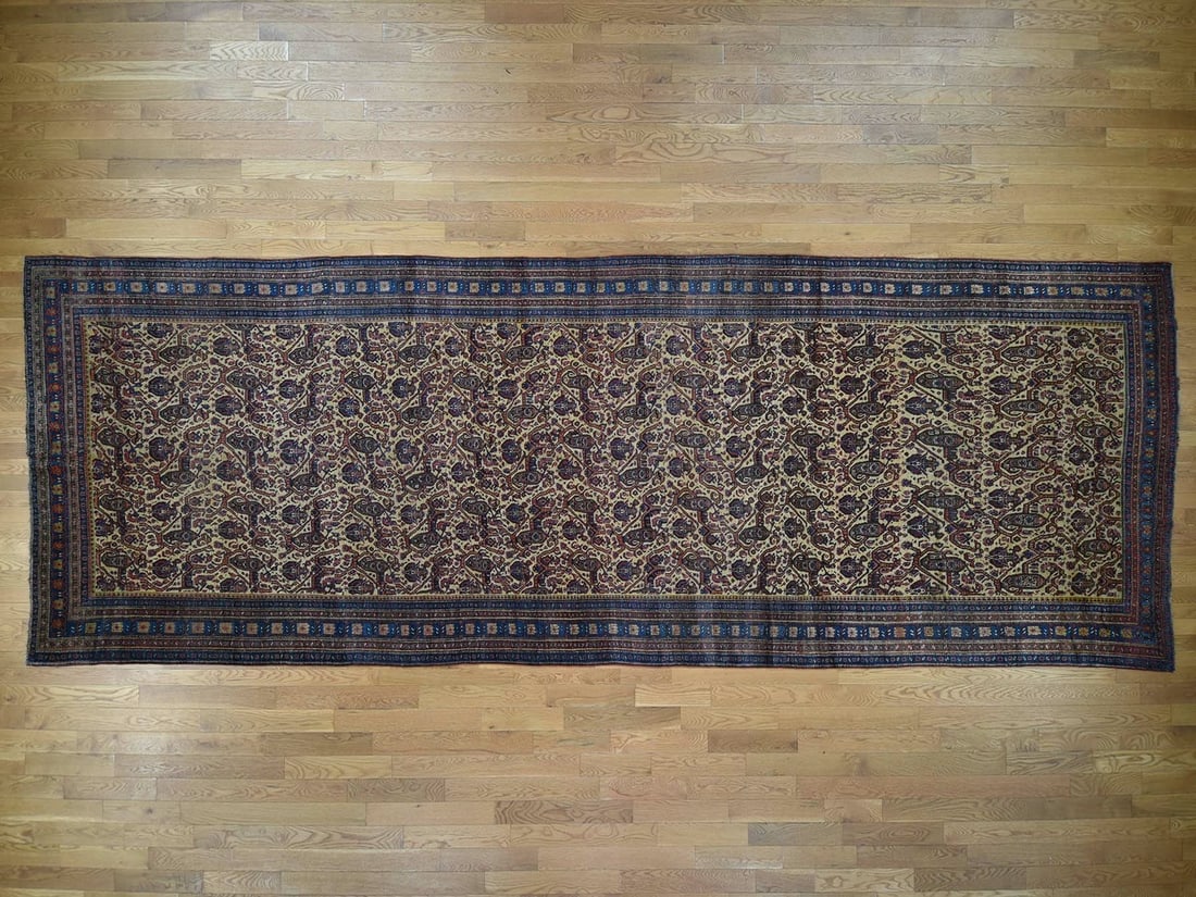 7'2"x20'1" Antique Farsian Gallery Size Runner Bejar Hand-Knotted Rug (1 of 11)