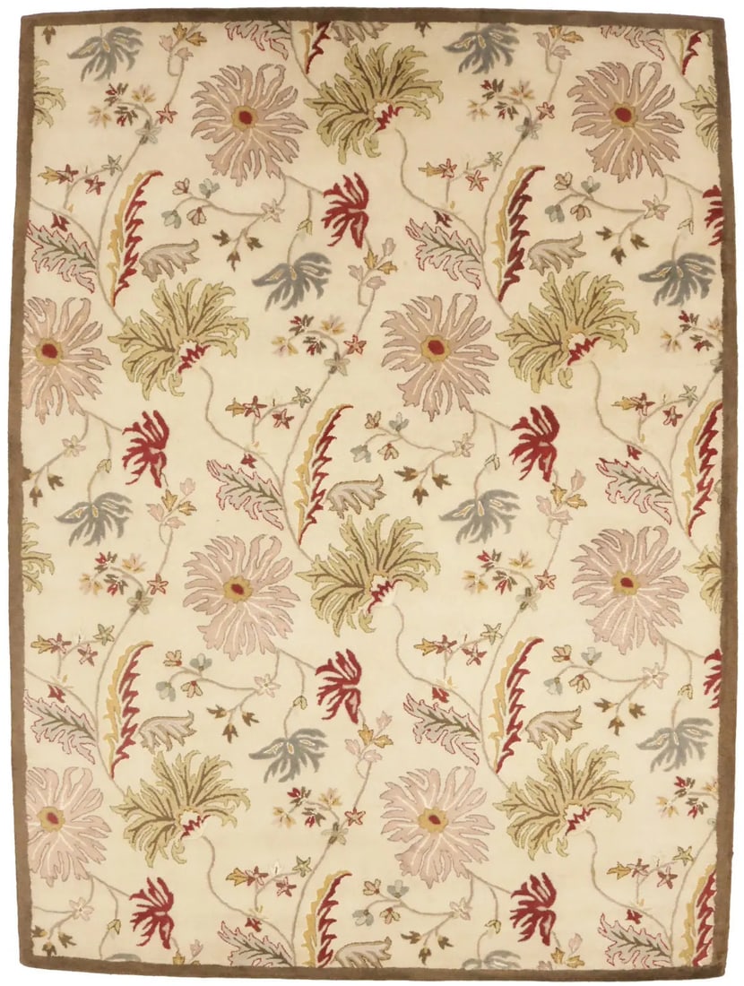 8X11 Hand-Tufted Floral Modern Wool Rug Plush Oriental Living Room Carpet Hand-Knotted: 8X11 Hand-Tufted Floral Modern Wool Rug Plush Oriental Living Room Carpet Hand-Knotted Hand-tufted with wool and cotton, this 8x11 floral modern rug boasts a vibrant color palette and traditional desi