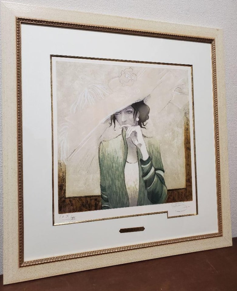 Loppo Martinez "Chapeau Blanc" Etching Hand-Colored EA X/ XV Signed w/ Frame (1 of 9)