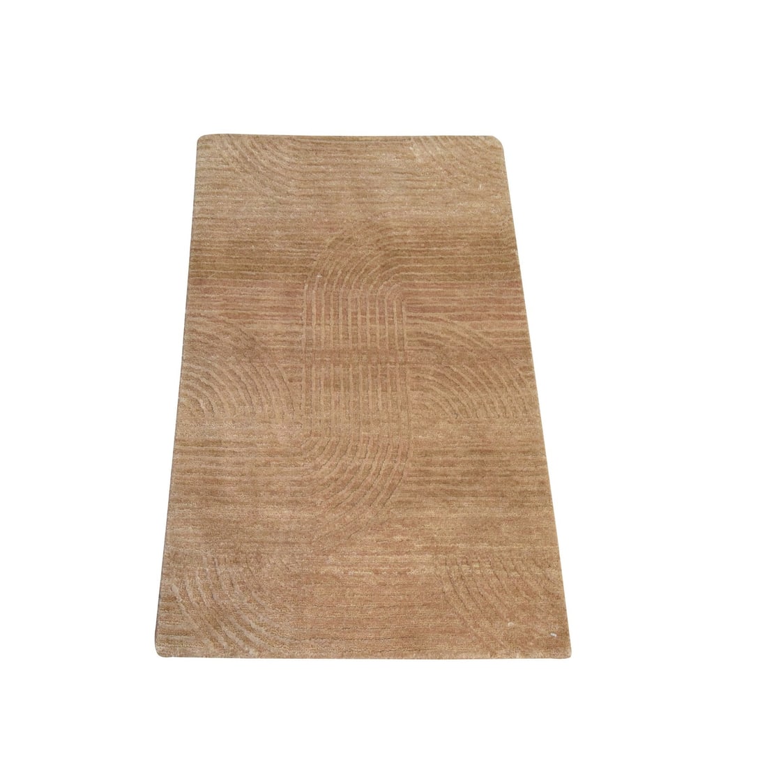 2'x3'2" Brown Silk and Wool Sample Art Nouveau Style Hand Knotted Mat Rug: 2'x3'2" Brown Silk and Wool Sample Art Nouveau Style Hand Knotted Mat Rug Brown Silk and Wool Art Nouveau Style Hand Knotted Mat Rug measures 2'0" x 3'2" with a rectangular field and a hand-knotted wo