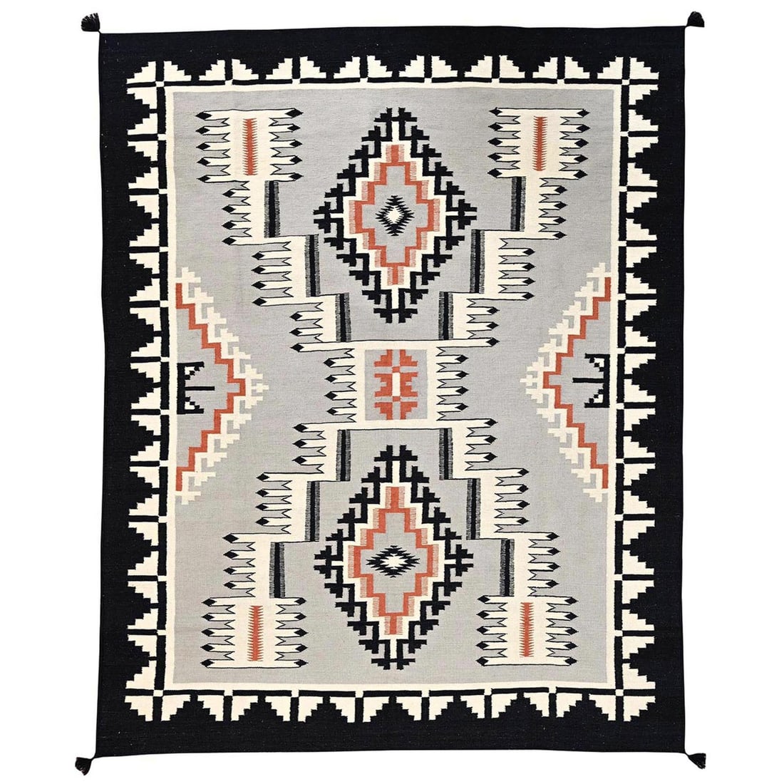 8'x10' Gray Southwest Geometric Design Flat Weave Hand Woven Pure Wool Rug: 8'x10' Gray Southwest Geometric Design Flat Weave Hand Woven Pure Wool Rug The 8'x10' Gray Southwest Geometric Design Flat Weave Hand Woven Pure Wool Rug boasts a striking geometric pattern in a sooth