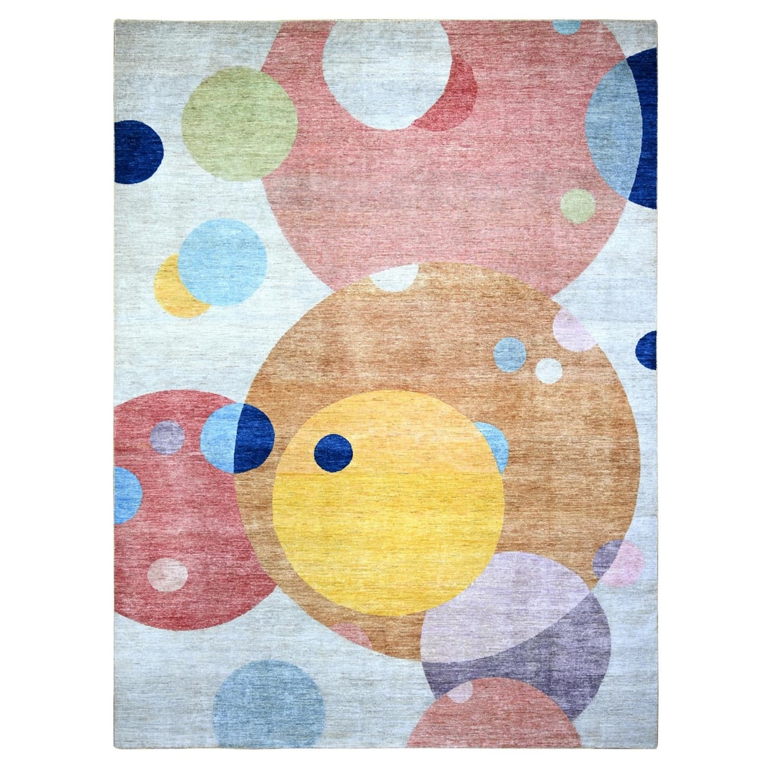 Colorful Circles Design Hand Knotted Wool Oriental Rug (1 of 12)