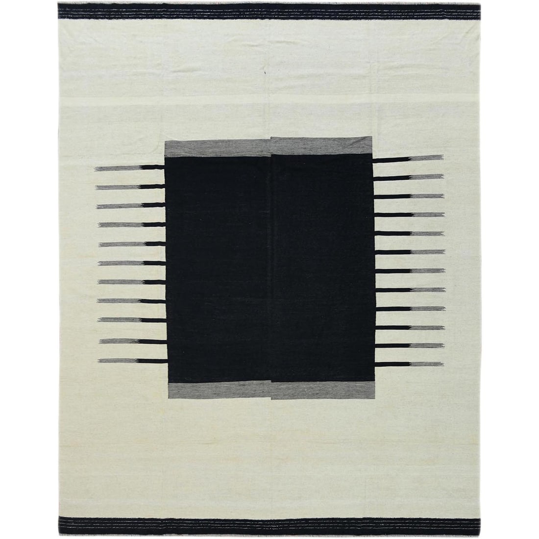 12'x15'1" Hand Woven Black Ethnic Design Flat Weave Kilim Reversible Rug (1 of 6)