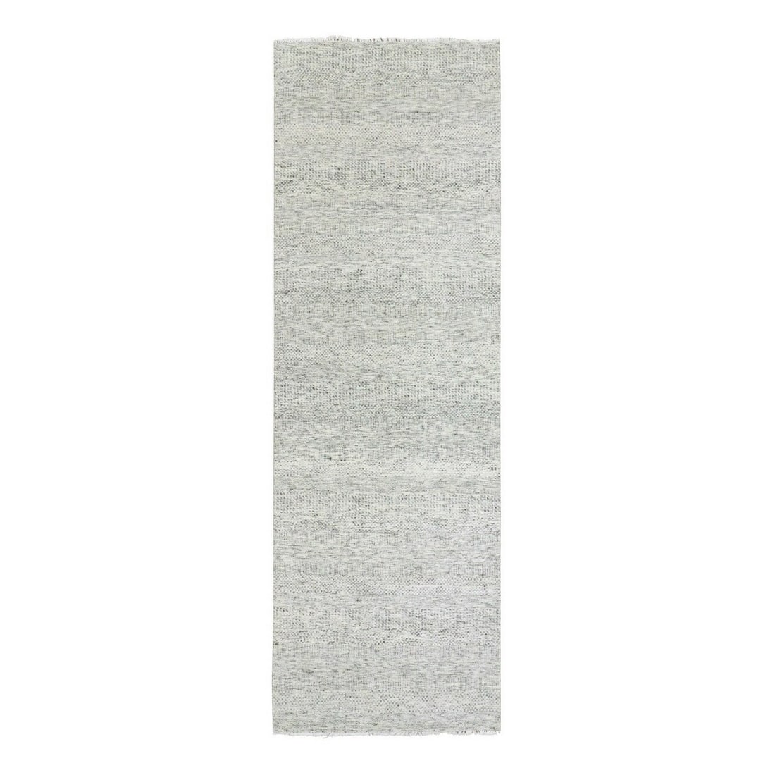 4'x12'2" Gray Grass Design Undyed Wool Hand Knotted Wide Runner Rug: 4'x12'2" Gray Grass Design Undyed Wool Hand Knotted Wide Runner Rug The 4'x12'2" Gray Grass Design Undyed Wool Hand Knotted Wide Runner Rug is a stunning example of Oriental design, boasting a unique 