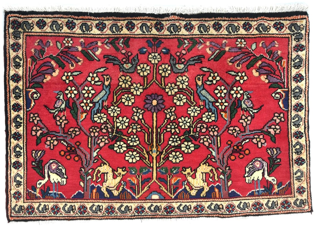 Handmade Vintage Pictorial Design Oriental Rug 2X3 Ft Traditional Small Carpet Hand-Knotted: Handmade Vintage Pictorial Design Oriental Rug 2X3 Ft Traditional Small Carpet Hand-Knotted Hand-knotted with traditional techniques, this 2'1 x 3'3 ft vintage oriental rug boasts a stunning pictorial