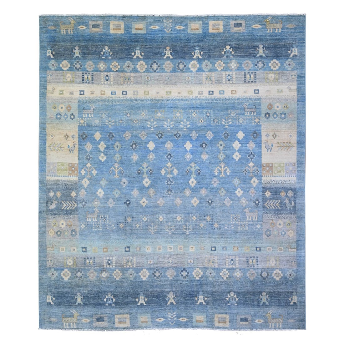 8'2"x9'7" Blue Fine Kashkuli Pure Wool Hand Knotted Oriental Rug (1 of 12)