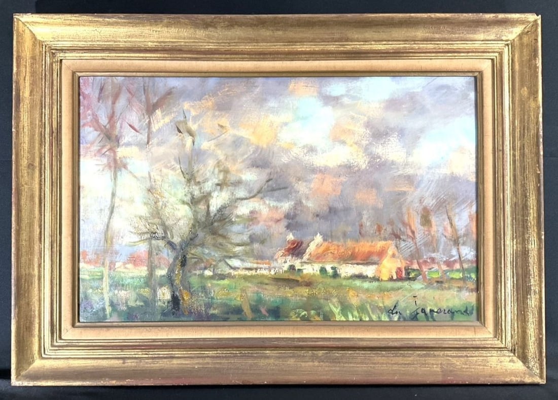 Oil painting of French landscape signed original framed art (1 of 10)