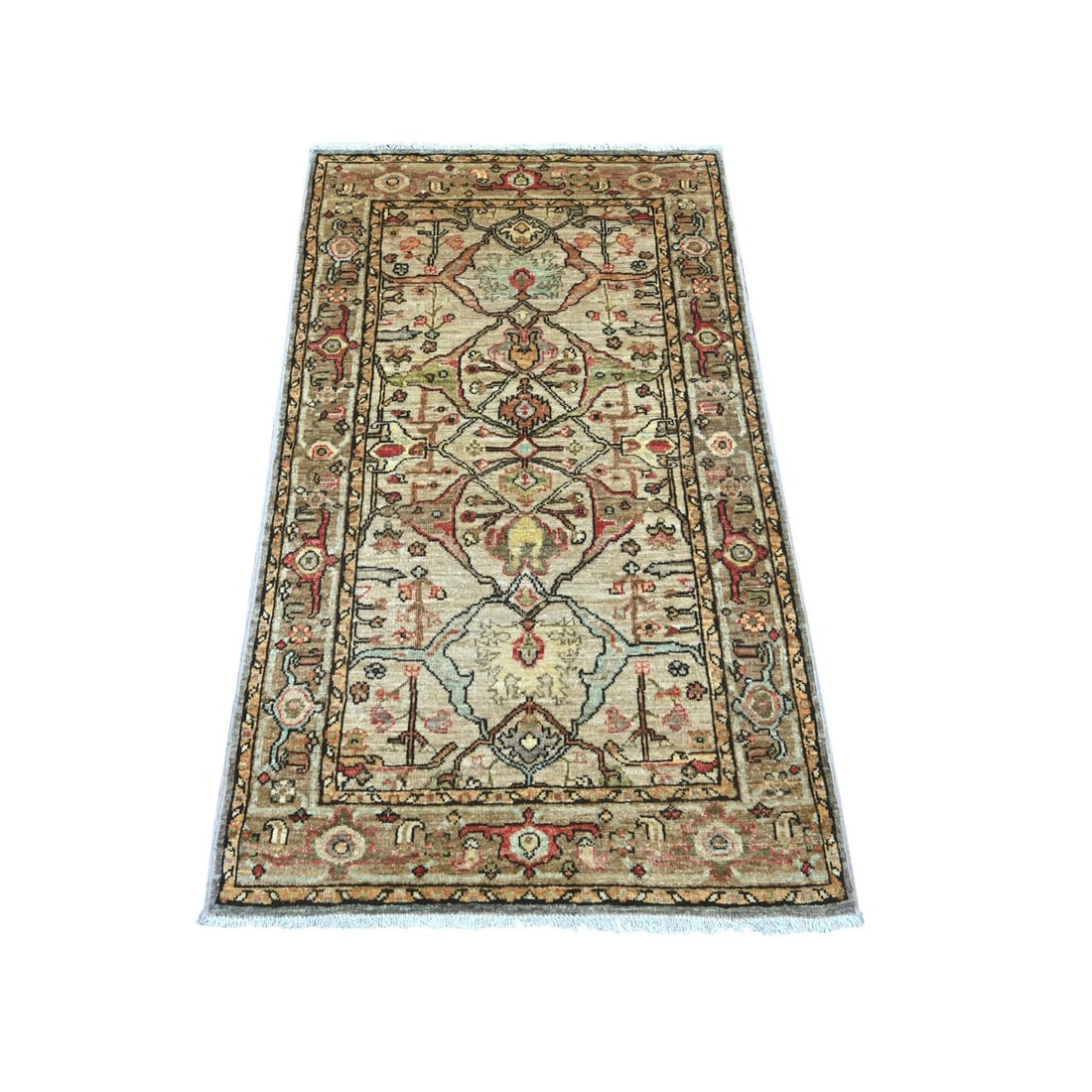 2'9"x4'8" Brown Peshawar with Bijar Garus Design Hand Knotted Wool Rug: 2'9"x4'8" Brown Peshawar with Bijar Garus Design Hand Knotted Wool Rug Brown Peshawar with Bijar Garus Design Hand Knotted Wool Rug, measuring 2'9" x 4'8" and featuring an all-over regional design in 