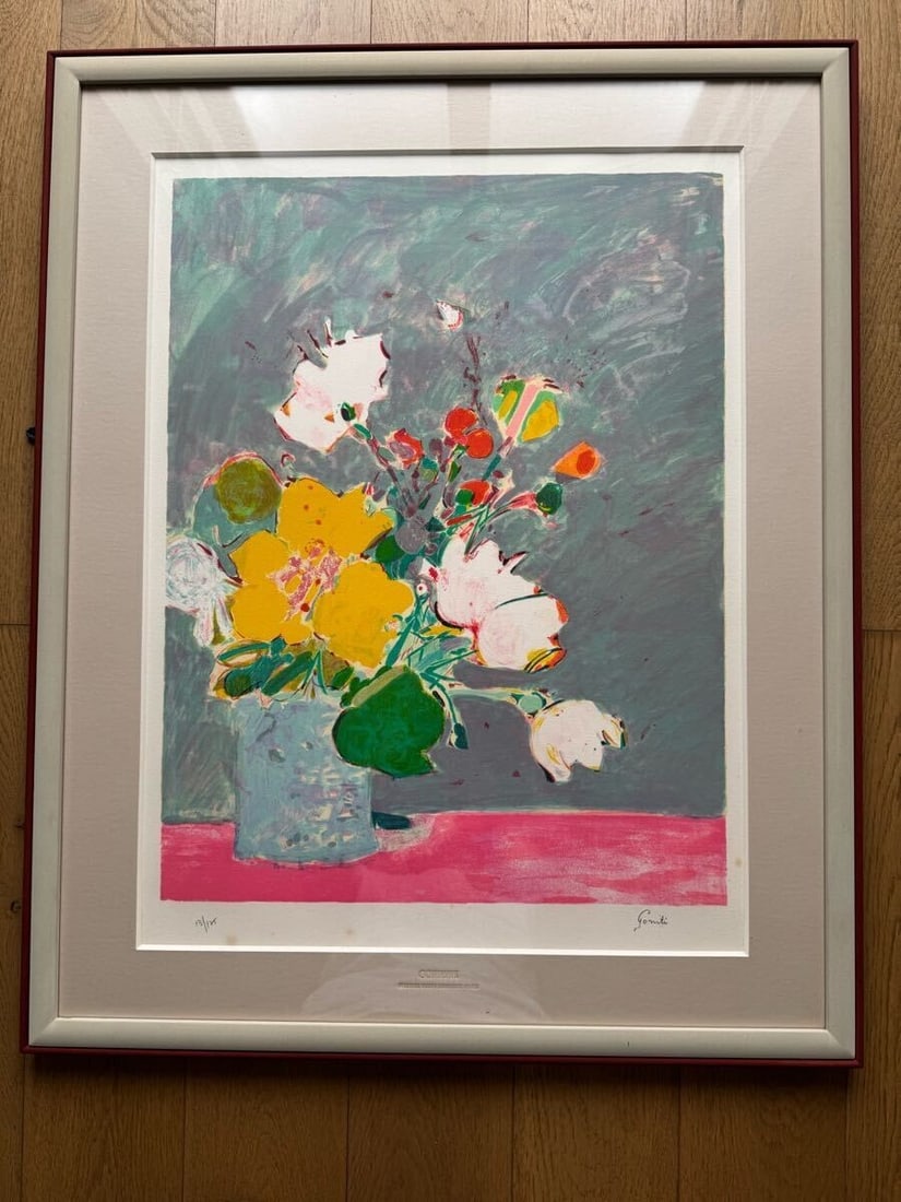 Gilles Gorriti (France) Original Print Yellow Pansy France 13/ 125 Signed Framed (1 of 9)