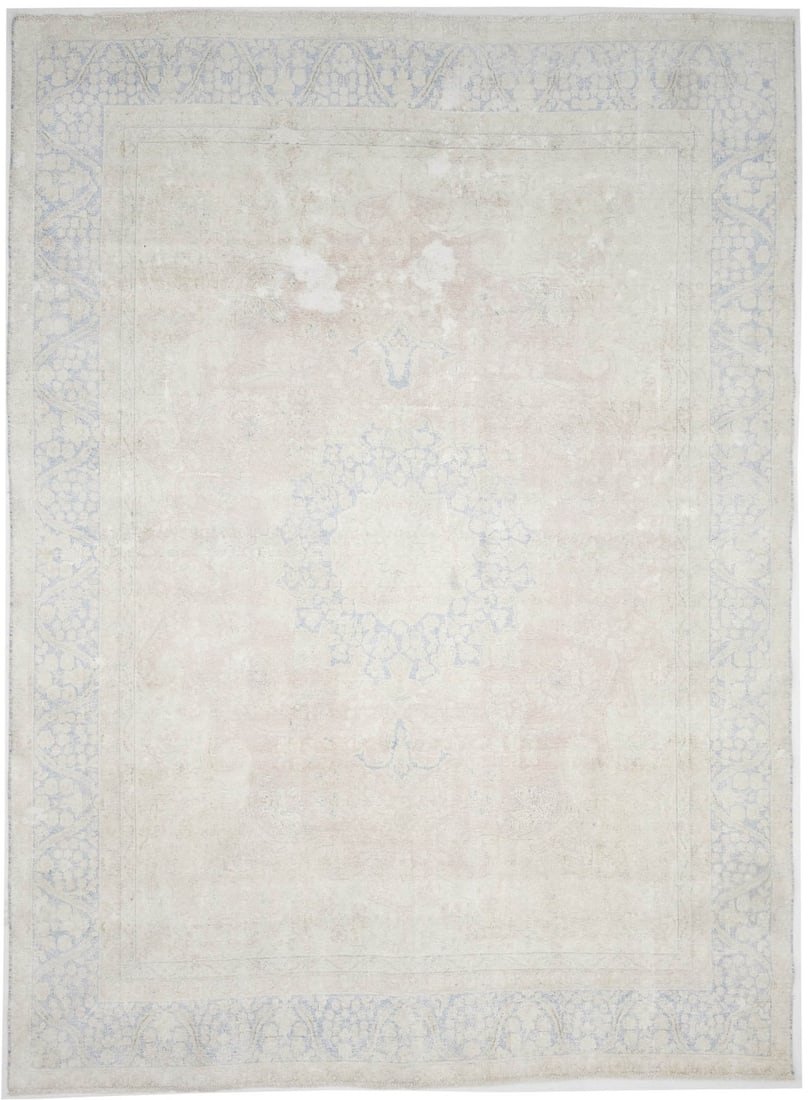 Antique Distressed Oriental Rug Vintage Carpet Muted Floral Design 9'3X12'7 Ft Hand-Knotted: Antique Distressed Oriental Rug Vintage Carpet Muted Floral Design 9'3X12'7 Ft Hand-Knotted Hand-Knotted Wool Oriental Rug with Distressed Vintage Charm. This 9'3" x 12'7" floral-themed rug boasts a m